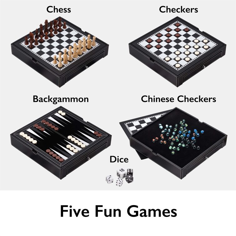 Main Street Classics Black Black 5 in 1 - Chess, Checkers